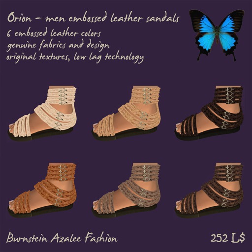 ORION men sandals -- embossed leather