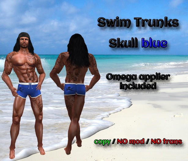 [Crazy] Swim Trunks Skull Blue