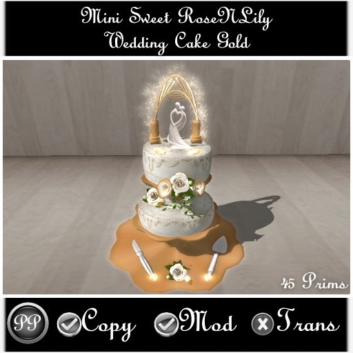 Mini Sweet RoseNLily Wedding Cake ( Gold )