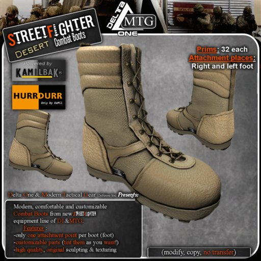 D1-MTG StreetFighter desert Tactical Combat Boots
