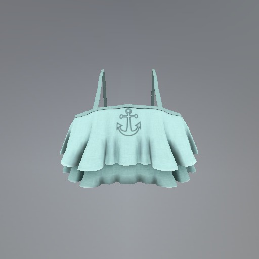 Green Nautical Mesh Ruffle Top