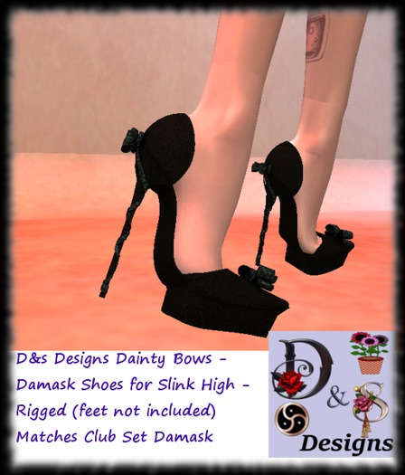D&s Designs Slink High shoes - Dainty Bows Black and pink (box)