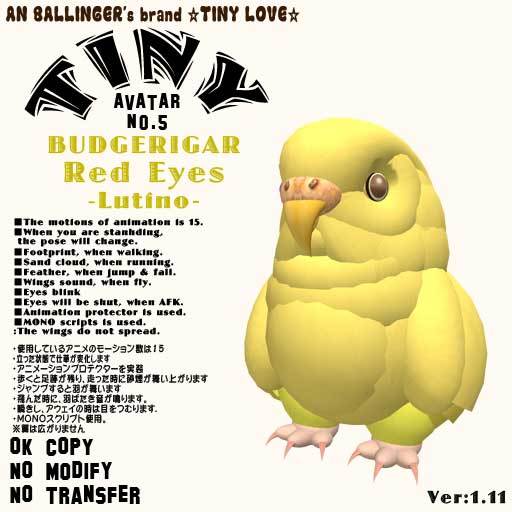 Tiny Avater "Budgerigar Redeyes(Lutino)"