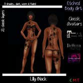 Etched Lilly Black Full Body Tattoo