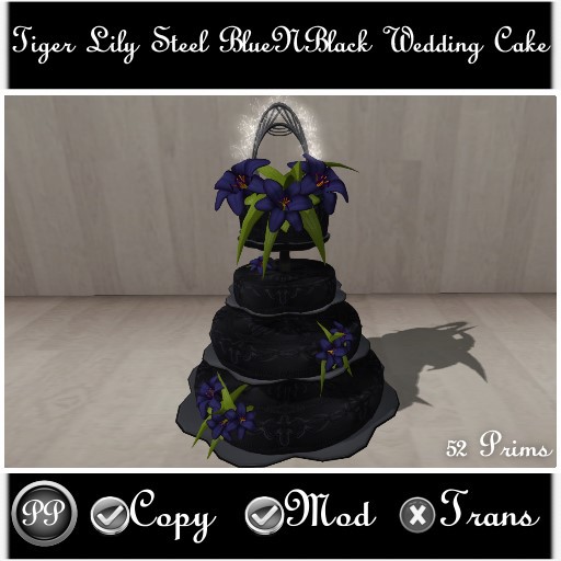 Tiger Lily Steel BlueNBlack Wedding Cake