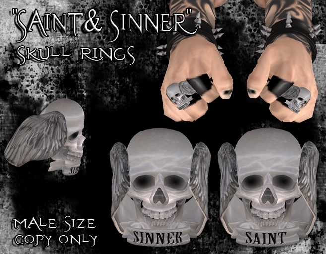 SiniStyle "Saint & Sinner" Skull Rings - M