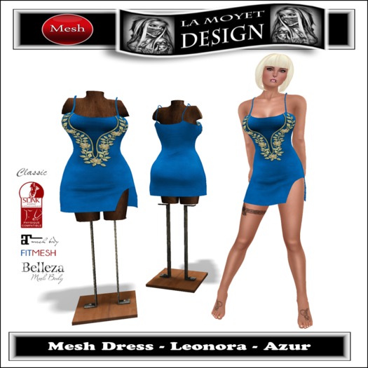 ~LM~Mesh Dress Leonora - Azur