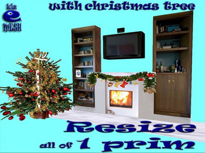 ! " Su Xue " MESH 1 PRIM FIREPLACE CHRISTMAS RESIZE AYTAN