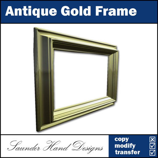 Antique Gold Frame - 1 Prim Sculpted Frame (.66 ratio)