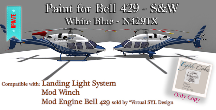 Paint for Bell 429 *S&W* V3.1-White Blue(Box)