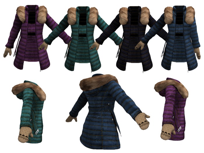 COAT WITH MITTENS - HUD 4 DENIM COLOR
