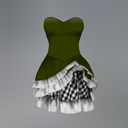 Olive Gothic Gingham Mesh Dress