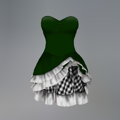 Green Gothic Gingham Mesh Dress