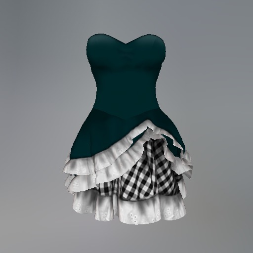 Teal Gothic Gingham Mesh Dress