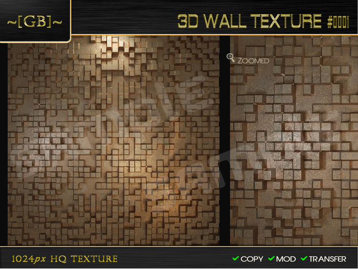 Second Life Marketplace - ~ [GB] Textures HQ ~ 00159 - 3D Wall Texture ...
