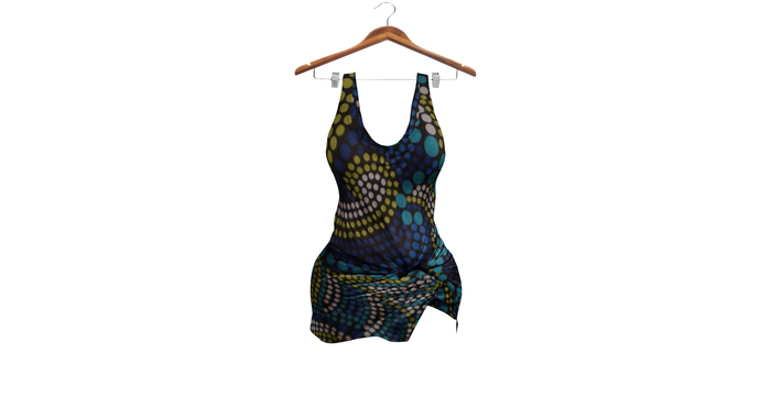 -E&O- Twisted Tank Dress Blue print