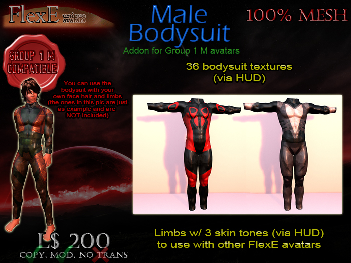 Second Life Marketplace - [Male bodysuit] Addon for G1M avatars. Full ...