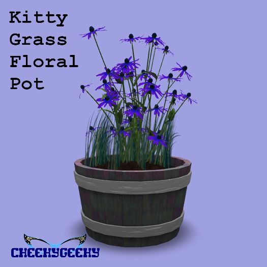 ~CheekyGeeky~ Kitty Grass Floral Pot (BOXED)