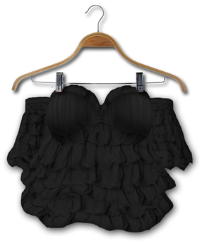 Second Life Marketplace - Graffitiwear Black Ruffled Blouse