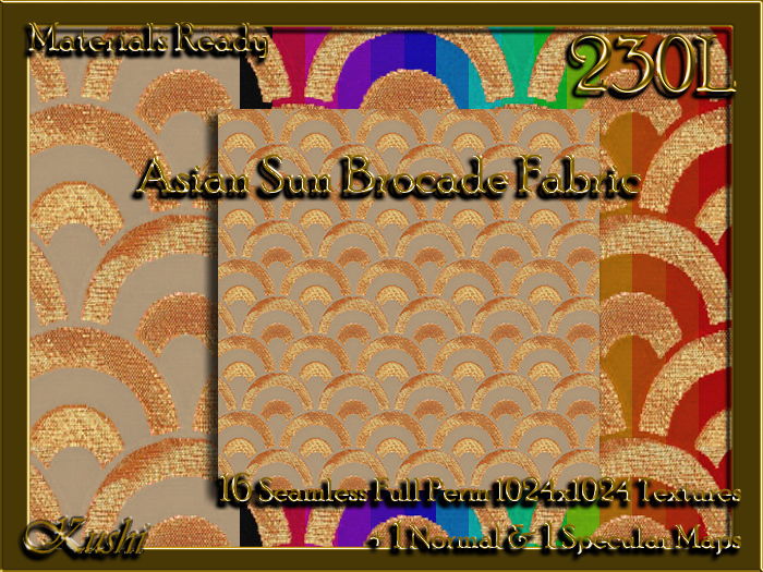 Asian Sun Brocade Fabric Seamless Textures Materials Ready Full Perms 1024x1024
