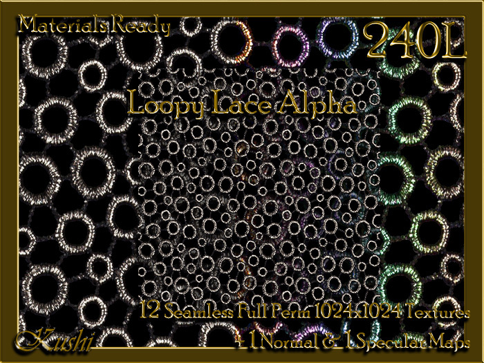 Loopy Lace ALPHA Fabric Seamless Textures Materials Ready Full Perms 1024x1024
