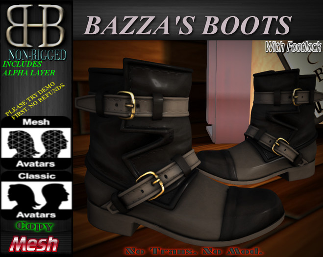 !!BHB!!(sale) BAZZA'S STRAPPED BLACK/GREY BOOTS