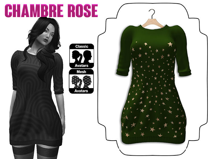 :-:Chambre Rose:-: ROBE PULL 1 VERTE ETOILE