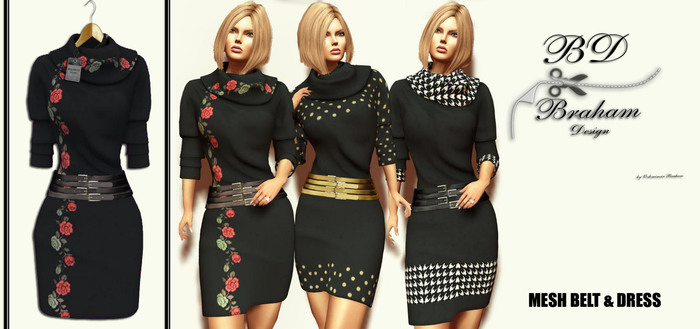 Braham Design Rosa Black Lara Dress Mesh