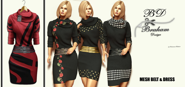 Braham Design Red Lara Dress Mesh