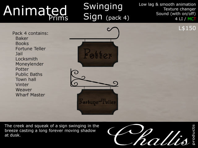 (Challis) Swinging Signs - Pack 4 (MC)(BOXED)