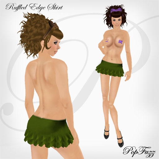PopFuzz - Olive Ruffled Edge Skirt
