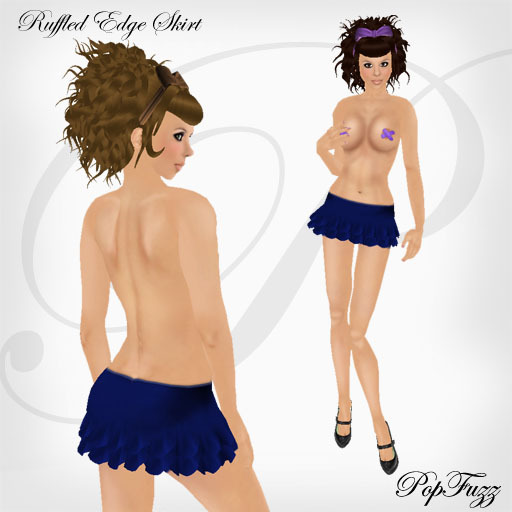PopFuzz - Navy Blue Ruffled Edge Skirt