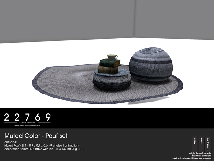 22769 ~ [bauwerk] Muted Color - Pouf Set