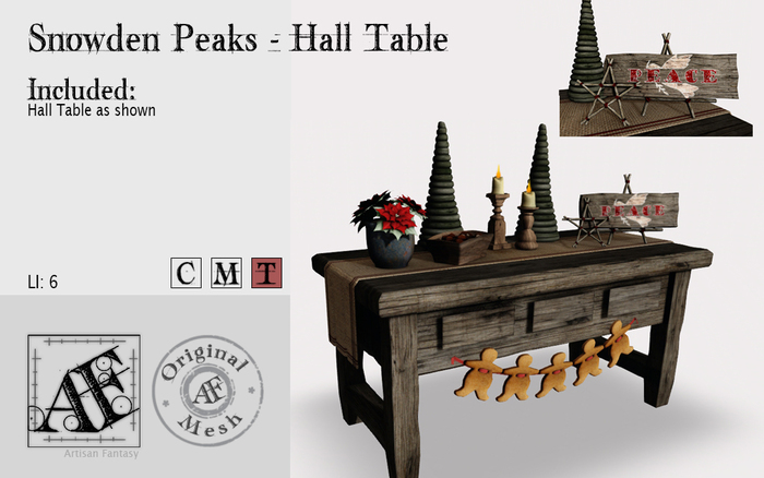 *AF* Snowden Peaks - Hall Table (Wear Me)