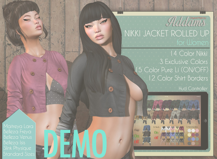 Addams - Mesh Jacket & Shirt - Maytreya Lara, Belleza (all), Slink Physique - Nikki free DEMO