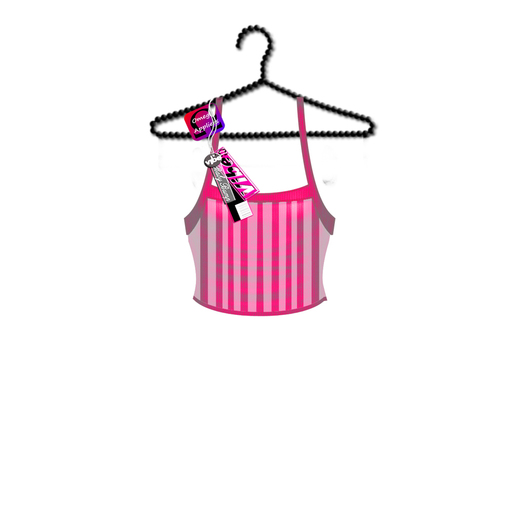 -VIBE-Sheer Strip Tank Top Pink