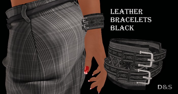 D&S design LEATHER BRACELETS black