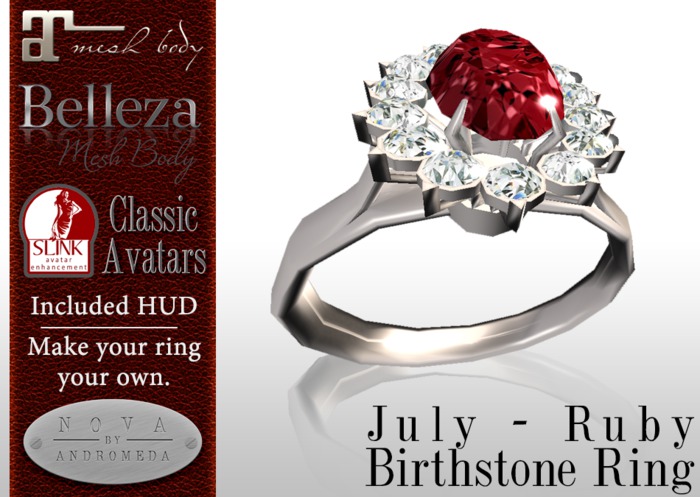 NOVA - Mesh Birthstone Ring - July - Ruby