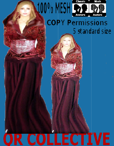 QR red Robe With Hooded and 4Colour Hair