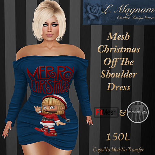 LMagnum FitMesh & Mesh Off Shoulder Dress - Elf Blue