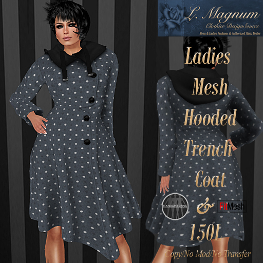 LMagnum Ladies FitMesh & Mesh Trench Coat - Polka Dots Blue