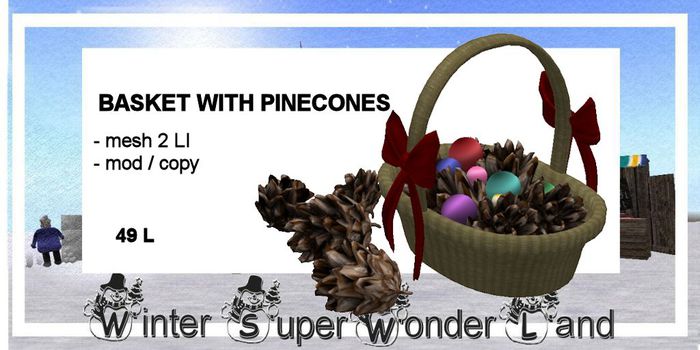 basket with pinecones christmas