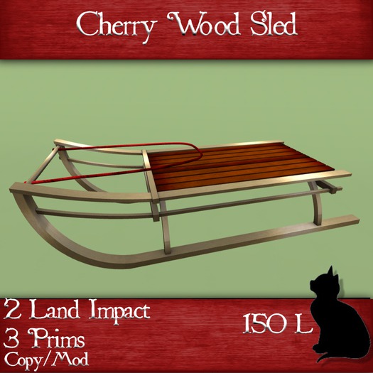 NEW CHERRY WOOD SLED  (boxed)