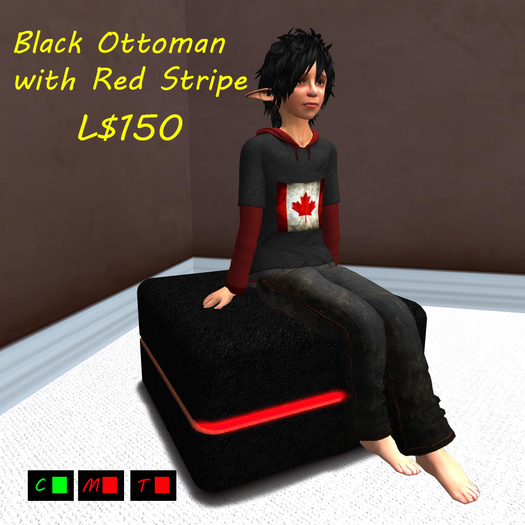 Black Ottoman Boxed Red