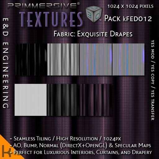 Second Life Marketplace - [kFED012] 1024px Curtain and Drapes Kits with ...