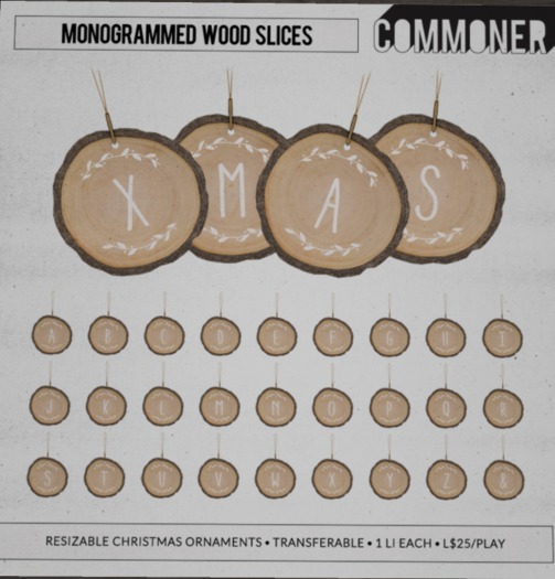 [Commoner] Monogrammed Wood Slice / Q