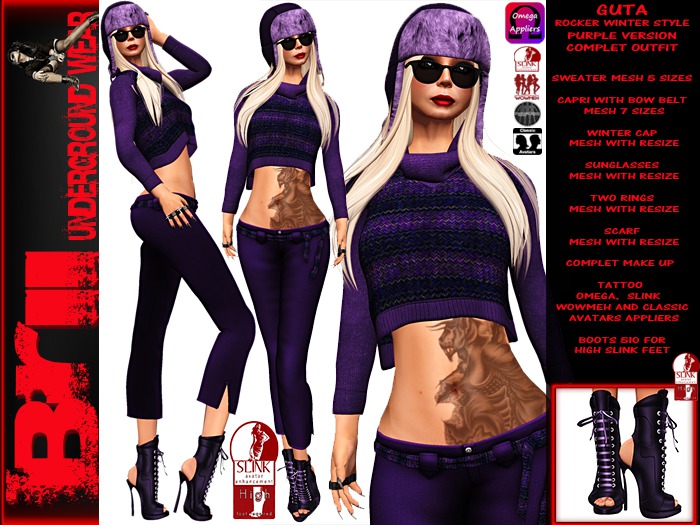 **GUTA PURPLE VERSION ROCKER WINTER STYLE COMPLET OUTFIT **