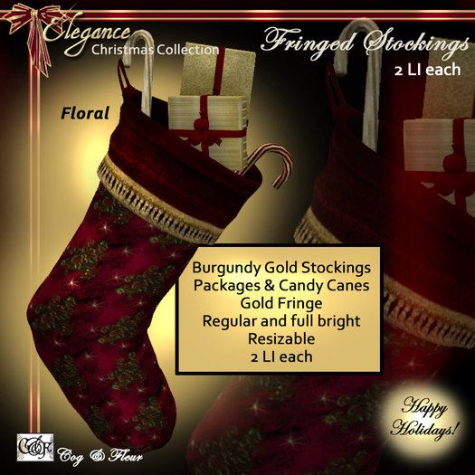 C&F Fringed Xmas Stocking - Floral - Filled 2 LI