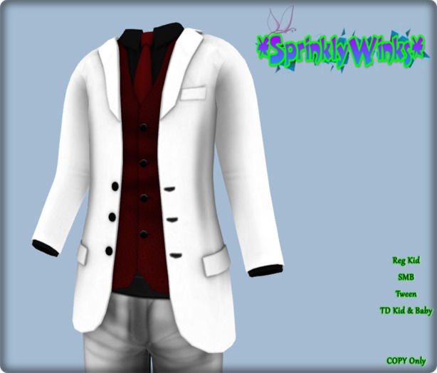 *S*W* White Formal Tux *Crimson* (R & TD)