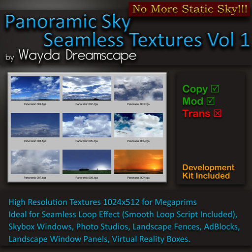 WD Panoramic sky seamless textures Vol1 PE